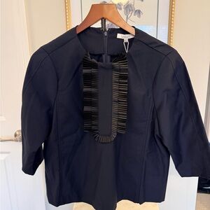 Lucy Paris Midnight Blouse with Ruffle Accent